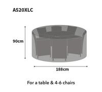Bosmere All-Weather Round Patio Set Cover 4/6 Seat, 100% Waterproof, UV Protected, Heavy Duty 600D Oxford Fabric, D188 H90cm A520XLC, Black