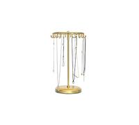 BOSMIMEO Rotating Necklace Holder Jewelry Display Stand Bracelet Organizer Hanging Tower Rack with 23 Hooks and Round Base Jewelries Collection 17.8inch Gold