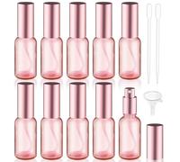 BOSMIOW 10Pcs 30ml/1oz Pink Glass Mist Spray Bottle with Rose Gold Pump Head,Refillable Perfume Atomizer Sprayer,Travel Sample Bottle for Cosmetic Liquid,Alcohol,Air Fresheners,2 Pipettes,1 Funnel
