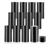 BOSMIOW 12 Pieces 15g Black Plastic Deodorant Containers,Empty 1/2 oz Travel Lip Balm Tubes,Refillable Twist-UP Solid Perfume Tubes,Lipstick Tubes for DIY