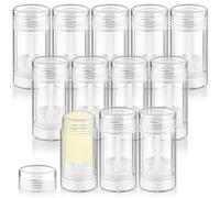 BOSMIOW 12Pcs 75g/2.5oz Empty Clear Plastic Deodorant Containers,Twist-up Body Moisturizer Stick Storage Bottle,Bottom-fill Cosmetic Tubes for Solid Perfume,Lotion Bar,Chapstick,Heel Balm