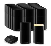 BOSMIOW 20-Pack 50G/1.7oz Black Oval Plastic Deodorant Containers,Refillable Twist-Up Tubes,Wide-Mouth Solid Perfume Holder for DIY Balm,Lotion Bar,Crayon