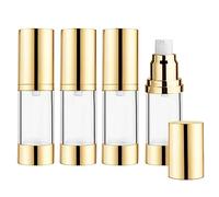BOSMIOW 4Pcs 30ml/1oz Clear Plastic Airless Vacuum Pump Bottles Refillable Lotion Dispenser Containers with Golden Pump Head for Makeup Foundation,Shampoo,Hand Soap,Face Cream,Moisturizers