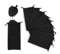 BOSMIOW 50 Pieces Black Drawstring Eyeglass Bag,Portable Microfiber Glasses Pouch,Soft Slim Sunglasses Case,Cell Phone Gadgets Accessories Sleeve Bag,3.54 * 7.09in/9 * 18cm, Black, Medium