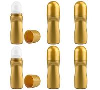 BOSMIOW 6 x 50ml Gold Plastic Deodorant Bottles Refillable Roll-on Cosmetic Containers for Deodorant Antiperspirant Perfume Essential Oil Thin Waist