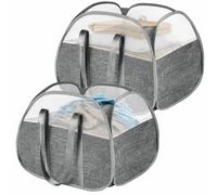 BOSNONA 2 Pack Large Collapsible Laundry Baskets 93L Pop Up Laundry Hamper with 2 Sturdy Handles Foldable Laundry Hamper for Laundry Room Kids Room (2 Pack Large Grey)