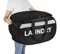 BOSNONA Large Collapsible Laundry Baskets Pop Up Laundry Hamper with Reinforced Handles Foldable Laundry Hamper for Home Laundry (Black Laundry with Lid)