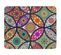 BOSOBO Mouse Pad, Floral Mandala Mouse Mat, Small Custom Mouse pad for Gaming, Office, Women and Men, Non-Slip Rubber Base, Stitched Edge, Waterproof, Rectangle 10.2 x 8.3 Inch, Flower Mousepad