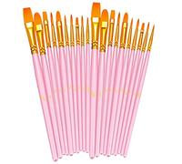 BOSOBO Paint Brushes Set, 2 Pack 20 Pcs Round Pointed Tip Nylon Hair Artist Acrylic Paint Brushes for Acrylic Oil Watercolor, Face Nail Art, Miniature Detailing & Rock Painting, Pink
