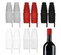 BOSOIRSOU 10pcs Screw Wine Stoppers, Silicone Beverage Wine Bottle Sealer, Black, Red, White, Gray, Transparent