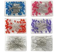 BOSOIRSOU 300pcs Corsage Boutonniere Pins, 50 Each Rose, Red, Blue, Purple, Clear Diamond & Teardrop, 4.5cm/3.9cm, Stainless Steel, Modern Style
