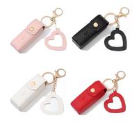 BOSOIRSOU Lipstick Organizer Keychain with Mirror - 4 Pcs PU Chapstick Case Lip Gloss Bag Lip Balm Pouch For Women Travel Party Gift