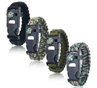 BOSOIRSOU Survival Bracelets 4-Pack | 5-in-1 Paracord Bracelet Set with Fire Starter, Compass & Whistle | Emergency Outdoor Gear for Camping, Hiking