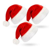 BOSONER Christmas Hat Santa Hats,Xmas Hat Holiday for Adults Kids,Unisex Velvet Comfort Christmas Hats,Extra Thicken Classic Fur for Christmas Eve Gifts New Year Festive Holiday Party Supplies