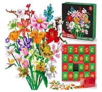 BOSONS 2024 Advent Calendar for Kids Adults Teens Christmas Countdown Calendar with Bouquet of Flowers, Artificial Wildflower Bricks, Gift Set (A)