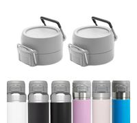 BOSORIO 2 Pack Replacement Lids Compatible with Stanley Quick Flip GO 24oz 36oz Water Bottle, Top Cover Cap with Carry Loop, Leakproof Auto Flip Lids Accessories for Stanley Quick Flip GO (Gray)