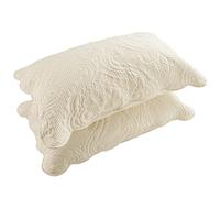 BOSOWOS Beige Pillow Shams Set of 2,Queen Size Soft Breathable 20 x 30 Inches Pillow Covers Encasement,Embroidered Microfiber Pillowcases for Easy Care