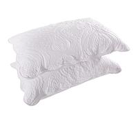 BOSOWOS Pillowcases White Standard Size 2 Pack, Soft Breathable 20 x 26 Inch Embroidered Pillow Case Home Decorative Pillow Shams, Microfiber Bed Sheet Pillow Covers for Sleeping
