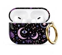 BOSPFJG Compatible with AirPod Pro 3 Case 2025,Shockproof Protective Cover with Keychain,Multi-Theme Graphic Design Shell for Men Women,Ideal for Gym&Travel(Mystic Stars Roses Moons Eyes Feathers)
