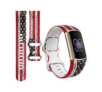 BOSPFJG Sport Bands Compatible with Charge 6 /Charge 5 for Women Men,Soft Waterproof Replacement Straps Wristbands for Charge Advanced Fitness Tracker(The Pledge of Allegiance America Flag)