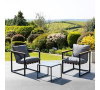 Bosque Black & Grey Garden Lounge Set - 2 X Chairs + Table