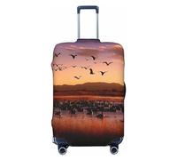 Bosque del Apache Wildlife Refuge Luggage Cover for Suitcase Tsa Approved, Spandex Stretch Suitcase Protector Washable Baggage Covers Travel Luggage Sleeve Large Suit Case Cover Fit 18-32 Inch, Black