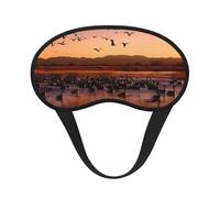 Bosque del Apache Wildlife Refuge Sleep Mask for Side Sleeper Soft Breathable Sleeping Eye Mask Blackout Silk Eye Sleep Shade Cover with Elastic Strap Night Blindfold for Women Men Travel Nap