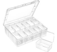 BOSREROY 13 Piece Plastic Storage Box Small Set, Rectangle Nail Art Bead Organizer with Clear Hinged Design, Stackable Storage Solution for Small Items, PP Material