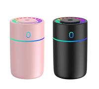 BOSREROY 2 Pcs Mini Humidifier for Car and Desktop, Pink & Black, with LED Night Light, USB Powered, FC Certified, 7.78 oz / 230 mL, 5 In / 128 mm