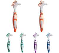 BOSREROY 6 Pcs Denture Brushes, Individual Package, Multicolor Double Sided Toothbrush for Dentures, Sturdy Bristles, Anti-Slip Grip for Travel & Home Use