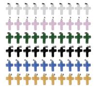 BOSREROY 60 Pcs Multicolor Glass Cross Charms, 0.79 in / 2 cm Cross Pendants Bulk, Classic Versatile Cross Charms with Pendant Bails for DIY Jewelry Making, Necklace Making, INS Style
