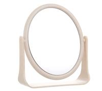 Bosreroy 7.9 in Double Sided Desk Makeup Mirror, 360° Rotation Tabletop Mirror, Freestanding Vanity Table Mirror, Small Standing Mirror for Bedroom Dorm, Beige Aesthetic Decor