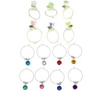 BOSREROY Charms Set Wine Glass 14 Pcs, Markers Christmas, 8 & Floral 6 Charms, Holiday Parties for, Hook Design Easy-to-Use