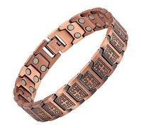 BOSREROY Copper Cross Bracelet, Men's Vintage Red Copper Bracelet with Strong Attachment Force Therapy and Negative Ions, Adjustable 8.5 in / 21.5 cm
