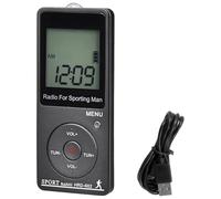 Bosreroy Digital Am Fm Portable Radio, Rechargeable Small Receiver with LCD Display, Pocket Fm Stereo for Meetings Sports, Earphones Lanyard USB Cable Included