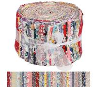 BOSREROY Jelly Roll Cotton Fabric Bundle, 36 PCS Pre-Cut Fabric Strips for Patchwork, Printed Floral Roll up Strips for Quilting, DIY Sewing Crafts, 2.46-inch Wide