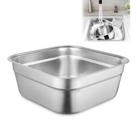BOSREROY Large Kitchen Sink Dish Tub, Durable Stainless Steel Vegetable Wash Basin, Multi-Purpose Square Container, Home Use Dishpan