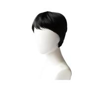 Bosreroy Men’S Black Short Wig, Straight High-Temp Fiber With Adjustable Cap, Breathable Net, Ideal For Work And Interviews