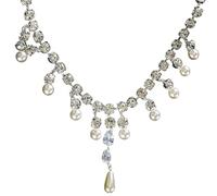 BOSREROY Pearl Necklace, Silver Gilded Gothic Style with Faux Pearls and Crystals, Adjustable Multi-layer Elegant Wear for Parties and Everyday