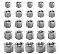 BOSREROY Pneumatic Plug Pipe Plug Fitting Kit, 25 Pcs, Npt Male Hex Socket, 1/8-3/4 in, Iron-Plated Nickel
