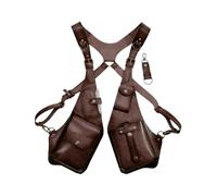BOSREROY PU Leather Underarm Shoulder Bag, Adjustable Holster for Men Women, Light Brown Multi-Pocket, Outdoor Travel Accessory