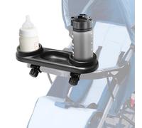 BOSREROY Stroller Organizer with Removable Clip, Multifunctional 3 in 1 Snack Tray with Cup Holder for Strollers, Non-Slip Stroller Attachment with Grip for Flat Handrail Tubes