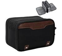 BOSREROY Travel Toiletry Bag For Men, Waterproof Organizer With Brown Handle, 9.5X4.8X6.0 In, Black