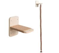 BOSREROY Wall Cat Climbing Set With Scratching Holder, Brown, 59.1 In Cat Climbing Rope, Dual Cat Platforms, Jumping Platform, Wooden Base, Customizable Wall Play