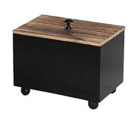 BOSREROY Wooden Tampon Organizer for Bathroom with Lid, Compact Storage Box, Modern Black Design, 7.9 x 5.1 x 5.9 in / 20 x 13 x 15 cm, for Tampons and Small Bathroom Items