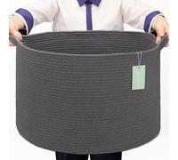 BOSROTY Extra Large Blanket Basket 87L, Laundry Hamper, Baby Nursery Hamper for Storage Toys Clothes Towels, Large Cotton Rope Laundry Basket for Girls Boys, 55 x 35 CM, Dark Gray