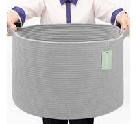 BOSROTY Extra Large Blanket Basket 87L, Laundry Hamper, Baby Nursery Hamper for Storage Toys Clothes Towels, Large Cotton Rope Laundry Basket for Girls Boys, 55 x 35 CM, Light Gray