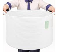 BOSROTY Extra Large Blanket Basket 87L, Laundry Hamper, Baby Nursery Hamper for Storage Toys Clothes Towels, Large Cotton Rope Laundry Basket for Girls Boys, 55 x 35 CM, White