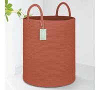 BOSROTY Large Blanket Basket, Tall Laundry Hamper 65L, Nursery Basket with Handles for Storage Toys Clothes Towels, Cotton Rope Woven Organiser, 40 x 50 CM, Autumn Glaze