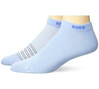 BOSS 2-Pack Stripe and Solid Ankle Socks, Pack of 2 Pairs of Striped Cotton Socks, Chambray Blue, 6-13 UK Men, Chambray Blue, 39-47 EU